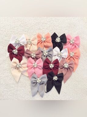 16 Pairs of Hair Ties with Imitation Pearls | Pack of 32 Fabric Tweezers New